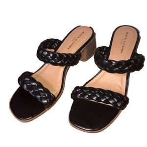 Rock &  Candy by Zigi Black Slip On Sandals 10 Braided Style 2.5” Square Toe